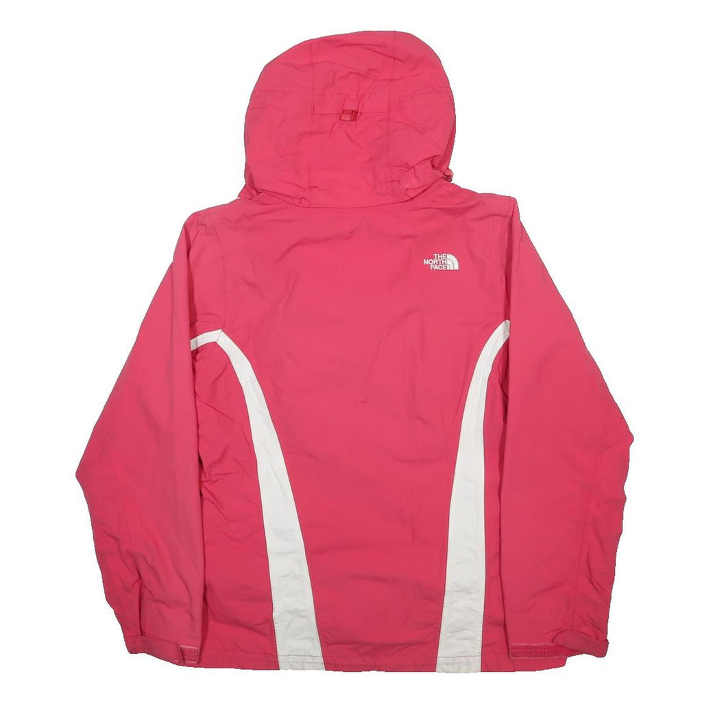 THE NORTH FACE Womens Pink & White Outdoor Jacket M Nylon Zip Hooded Plain