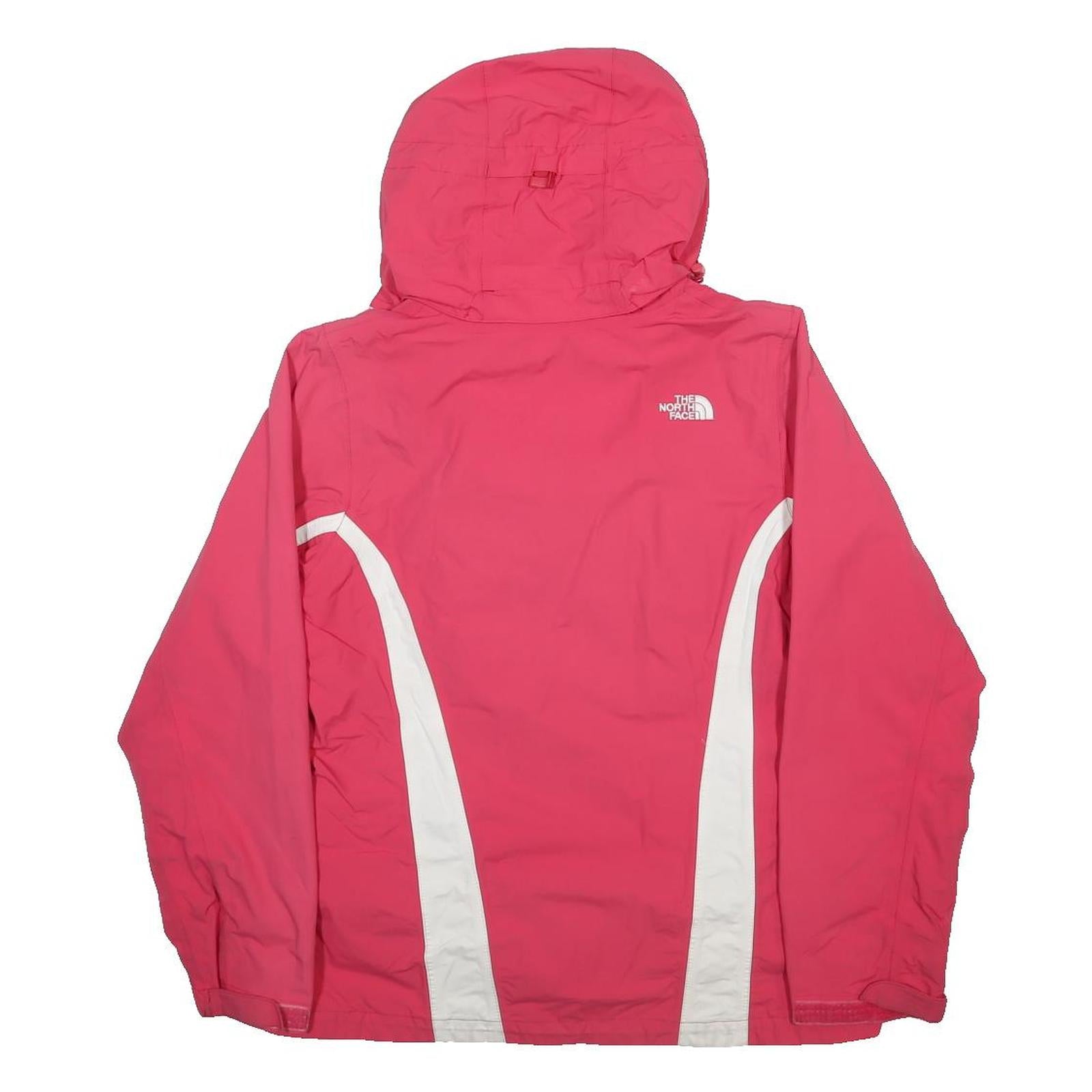 THE NORTH FACE Womens Pink & White Outdoor Jacket M Nylon Zip Hooded Plain