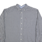 TOMMY HILFIGER Mens Blue & White Checked Shirt XL Classic Button-Down Cotton