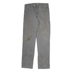 CARHARTT Mens Cotton Slim Straight Grey Workwear Trousers W34 L32 Durable Zip