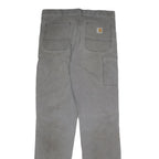 CARHARTT Mens Cotton Slim Straight Grey Workwear Trousers W34 L32 Durable Zip
