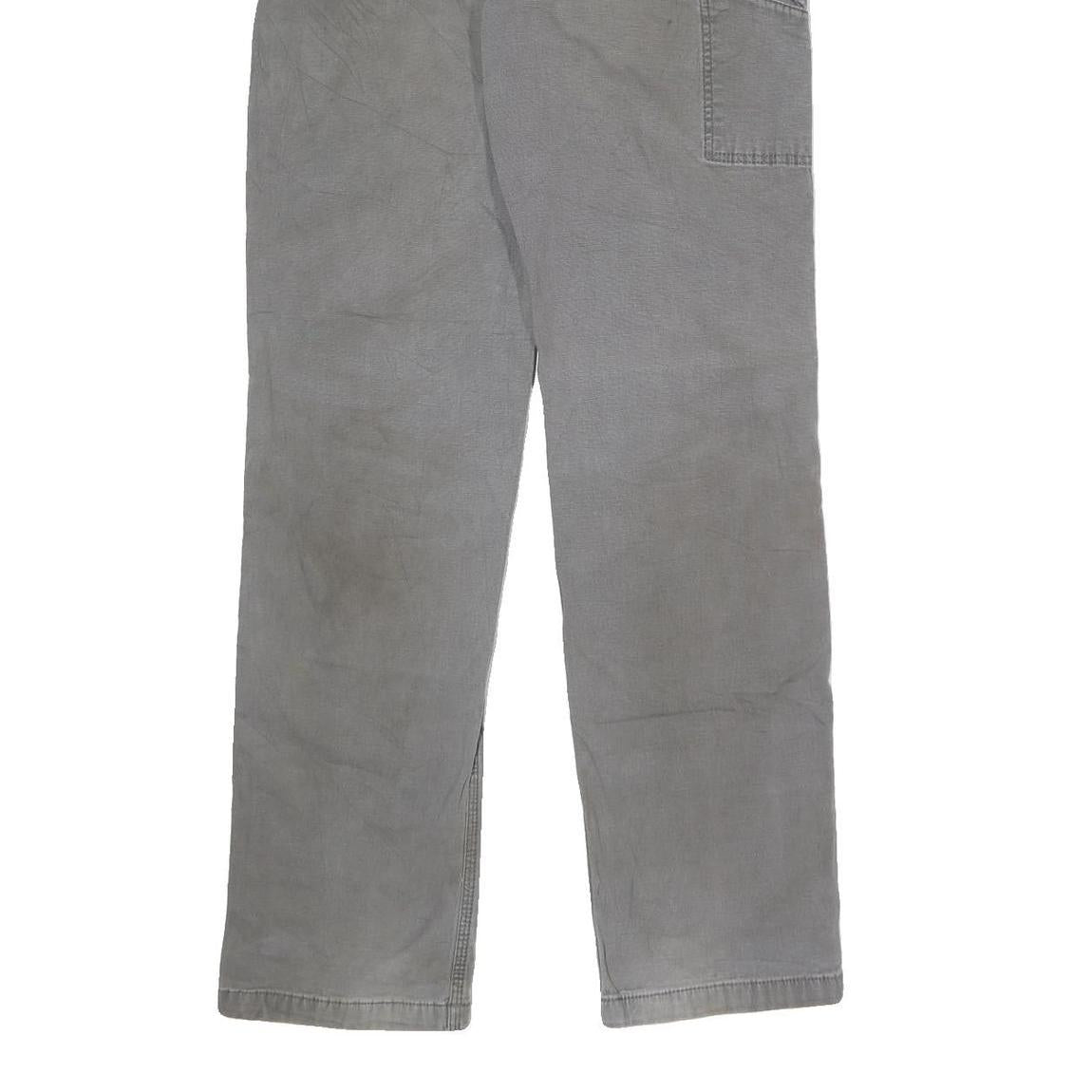 CARHARTT Mens Cotton Slim Straight Grey Workwear Trousers W34 L32 Durable Zip