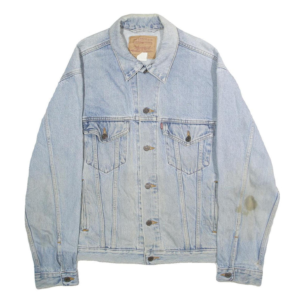 LEVI'S Mens Blue Denim Jacket M Cotton Plain Button Casual Vintage Classic