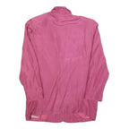 Womens Pink Silk Jacket M Button Long Sleeve Plain Elegant Lightweight