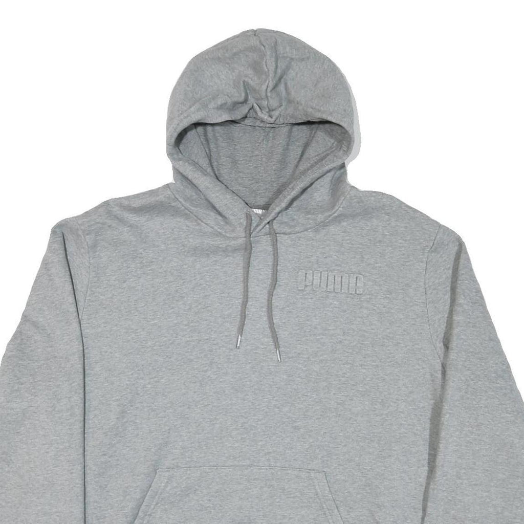 PUMA Mens Grey Pullover Hoodie 2XL Cotton Blend Casual Sport Sweatshirt