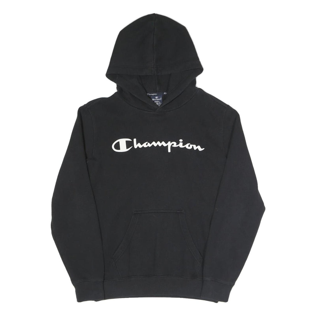 CHAMPION Mens Black Hoodie S Cotton Blend Pullover Sweatshirt