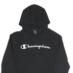 CHAMPION Mens Black Hoodie S Cotton Blend Pullover Sweatshirt