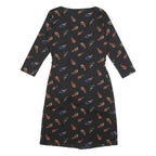 LAURA ASHLEY Womens Black Feather Print Wrap Dress Polyester Blend UK 12 Long