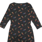 LAURA ASHLEY Womens Black Feather Print Wrap Dress Polyester Blend UK 12 Long