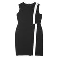 M&S Womens Black & White Day Dress Polyester Blend Sleeveless Knee Length UK 16