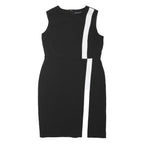 M&S Womens Black & White Day Dress Polyester Blend Sleeveless Knee Length UK 16