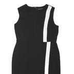 M&S Womens Black & White Day Dress Polyester Blend Sleeveless Knee Length UK 16
