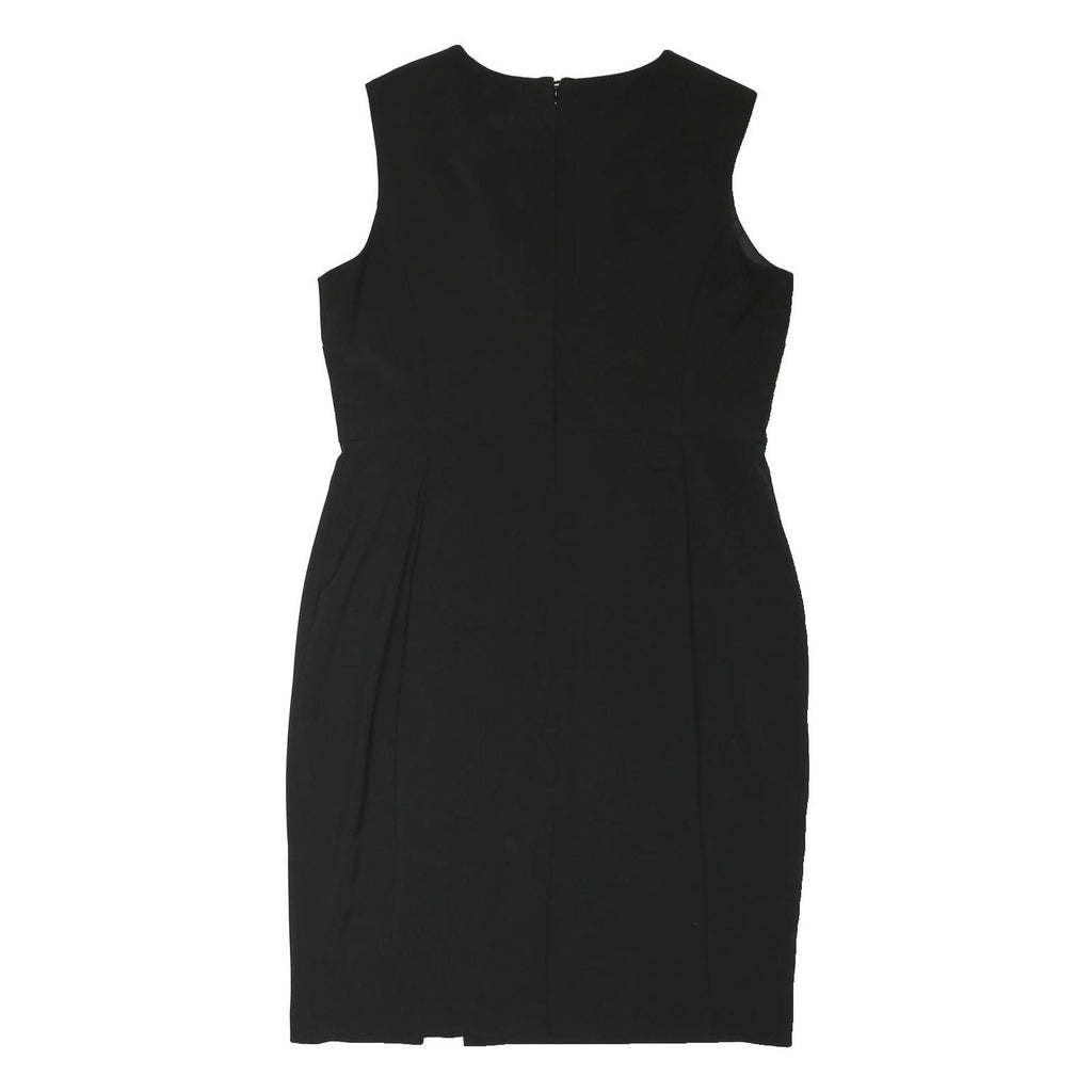 M&S Womens Black & White Day Dress Polyester Blend Sleeveless Knee Length UK 16