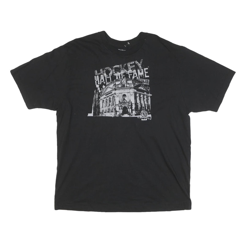 REEBOK Mens Black Hockey Hall Of Fame Graphic T-Shirt XL Short Sleeve Crew Neck