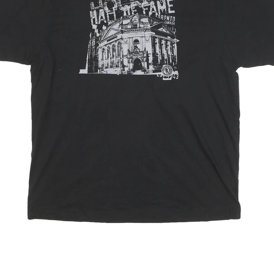 REEBOK Mens Black Hockey Hall Of Fame Graphic T-Shirt XL Short Sleeve Crew Neck