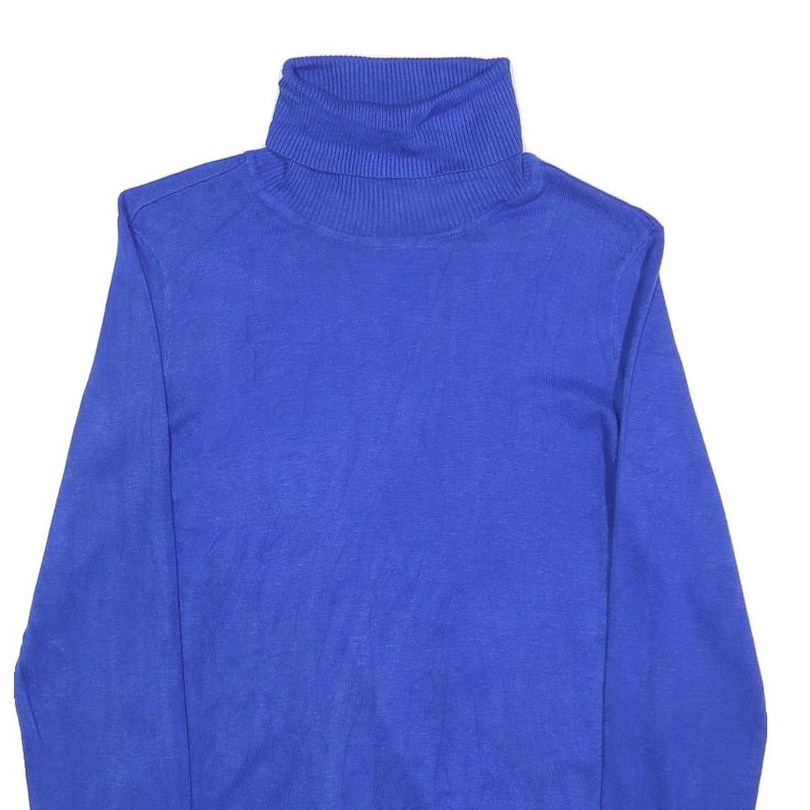 CALVIN KLEIN Mens Blue Plain Turtleneck Basic Knit Jumper M Stylish Comfortable