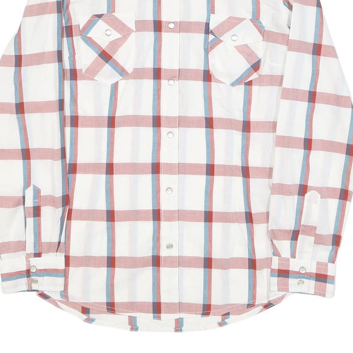 WRANGLER Womens White & Red Blue Checked Shirt M Button Front Casual