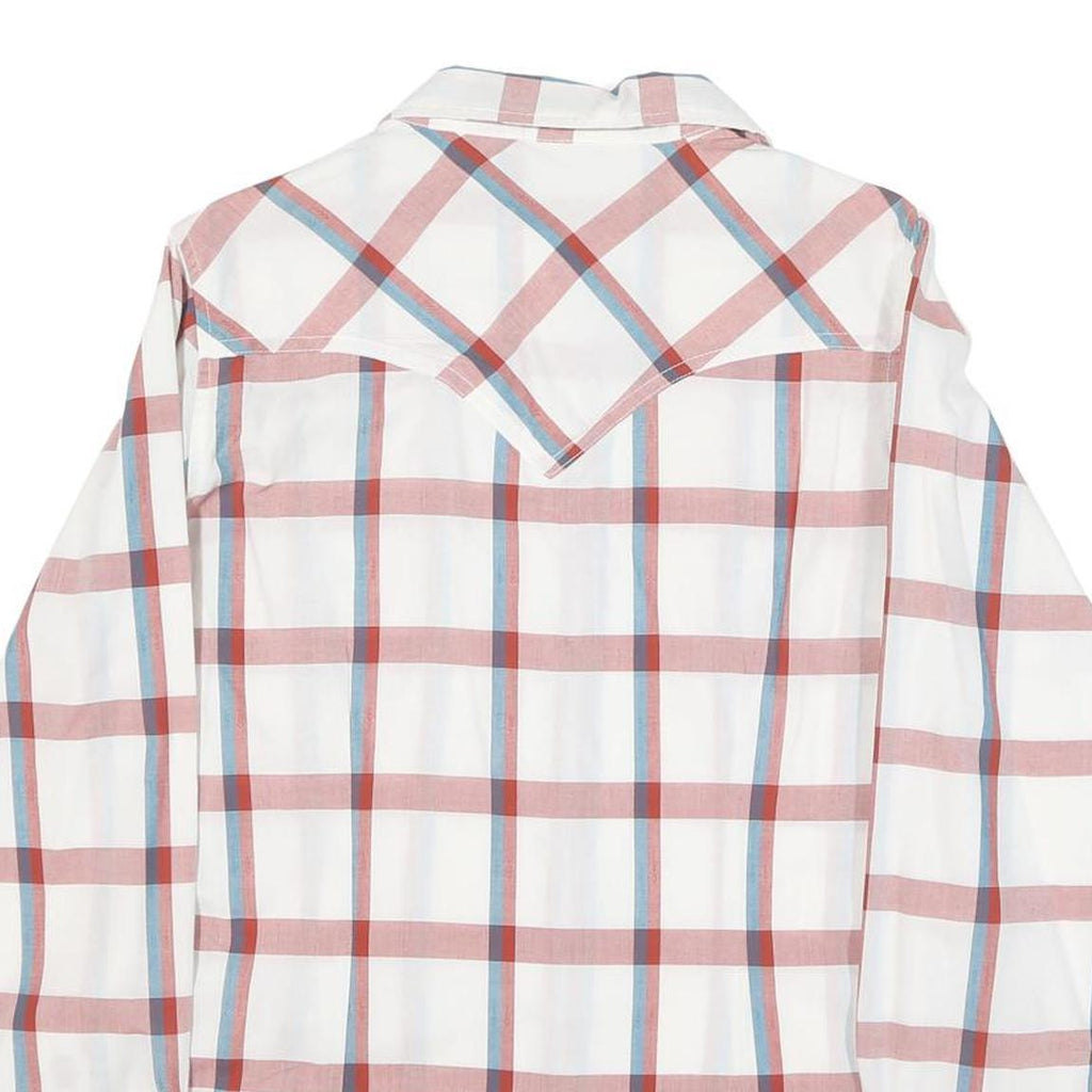 WRANGLER Womens White & Red Blue Checked Shirt M Button Front Casual