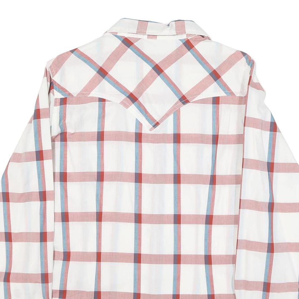 WRANGLER Womens White & Red Blue Checked Shirt M Button Front Casual