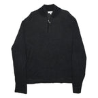 CALVIN KLEIN Mens Black Plain Pullover Crew Neck Basic Knit Jumper L Cotton
