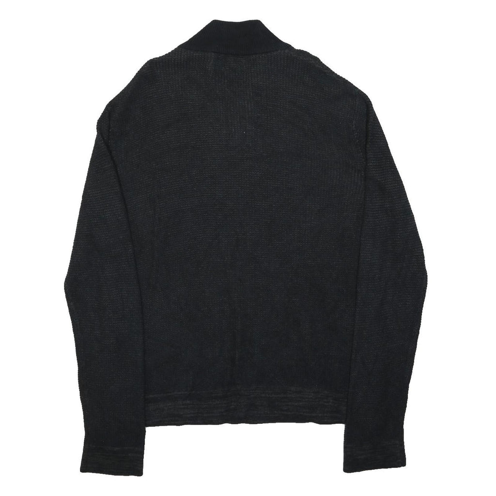 CALVIN KLEIN Mens Black Plain Pullover Crew Neck Basic Knit Jumper L Cotton