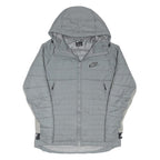 NIKE Mens Grey & Light Grey Zip Jacket L Polyester Blend Hooded Puffer
