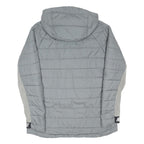 NIKE Mens Grey & Light Grey Zip Jacket L Polyester Blend Hooded Puffer