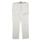 CANDA Mens Slim Beige Cargo Trousers Cotton Blend W36 L30 Utility Zip Pocket