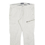 CANDA Mens Slim Beige Cargo Trousers Cotton Blend W36 L30 Utility Zip Pocket