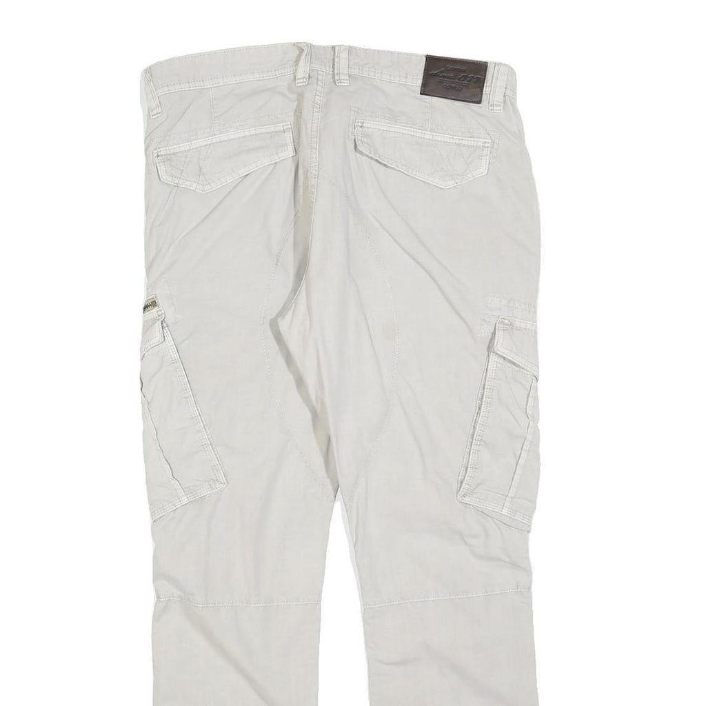 CANDA Mens Slim Beige Cargo Trousers Cotton Blend W36 L30 Utility Zip Pocket