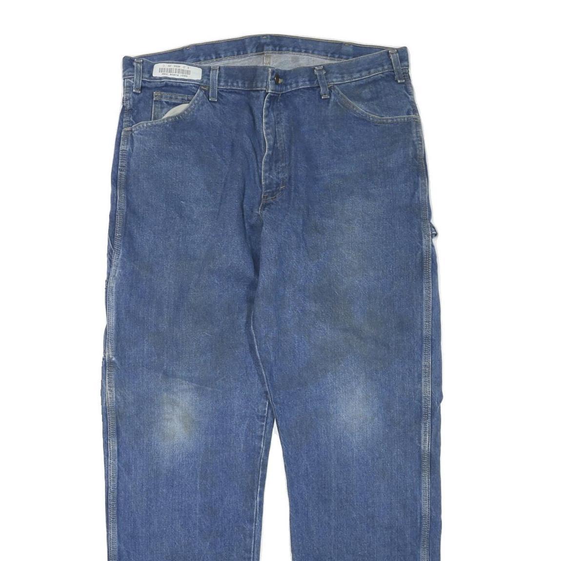 DICKIES Mens Regular Blue Denim Jeans W38 L34 Zip Closure Workwear Straight Fit