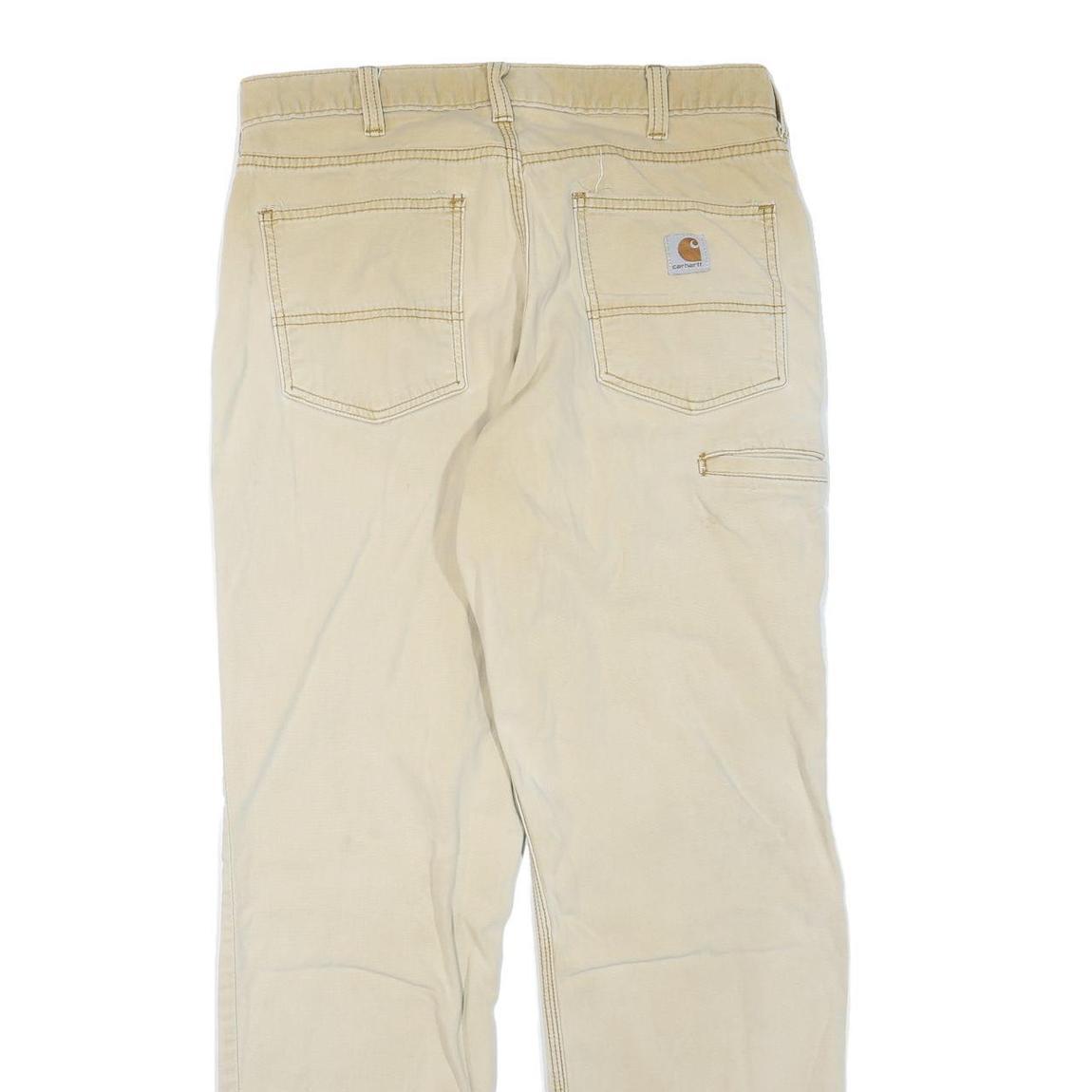 CARHARTT Mens Cotton Blend Beige Regular Fit Straight Leg Trousers W34 L32
