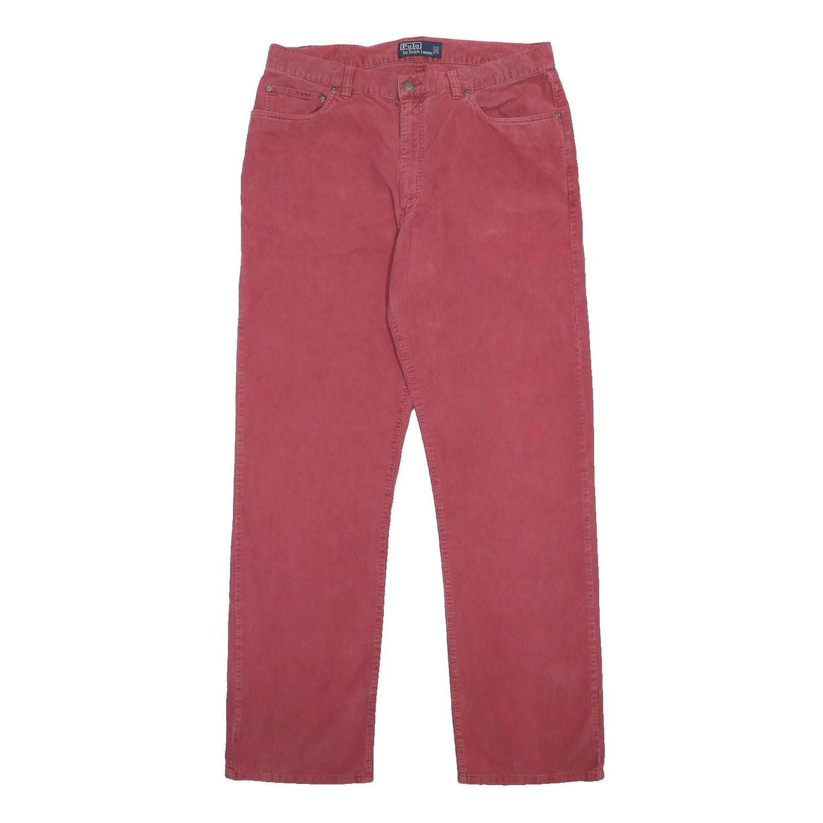 POLO RALPH LAUREN Mens Cotton Red Regular Fit Straight Trousers W34 L32 Classic