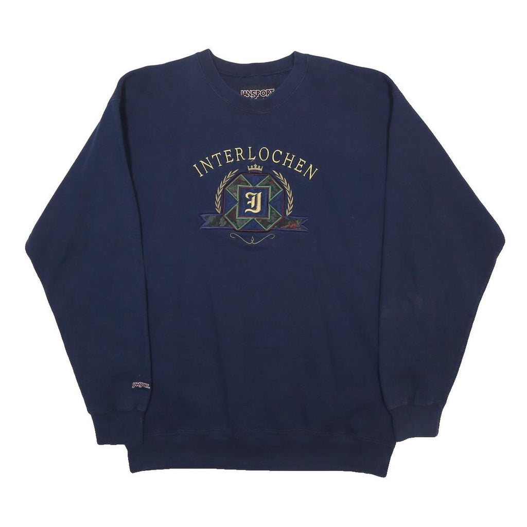 JANSPORT Mens Navy Blue Interlochen Crew Neck L Sweatshirt Cotton Blend
