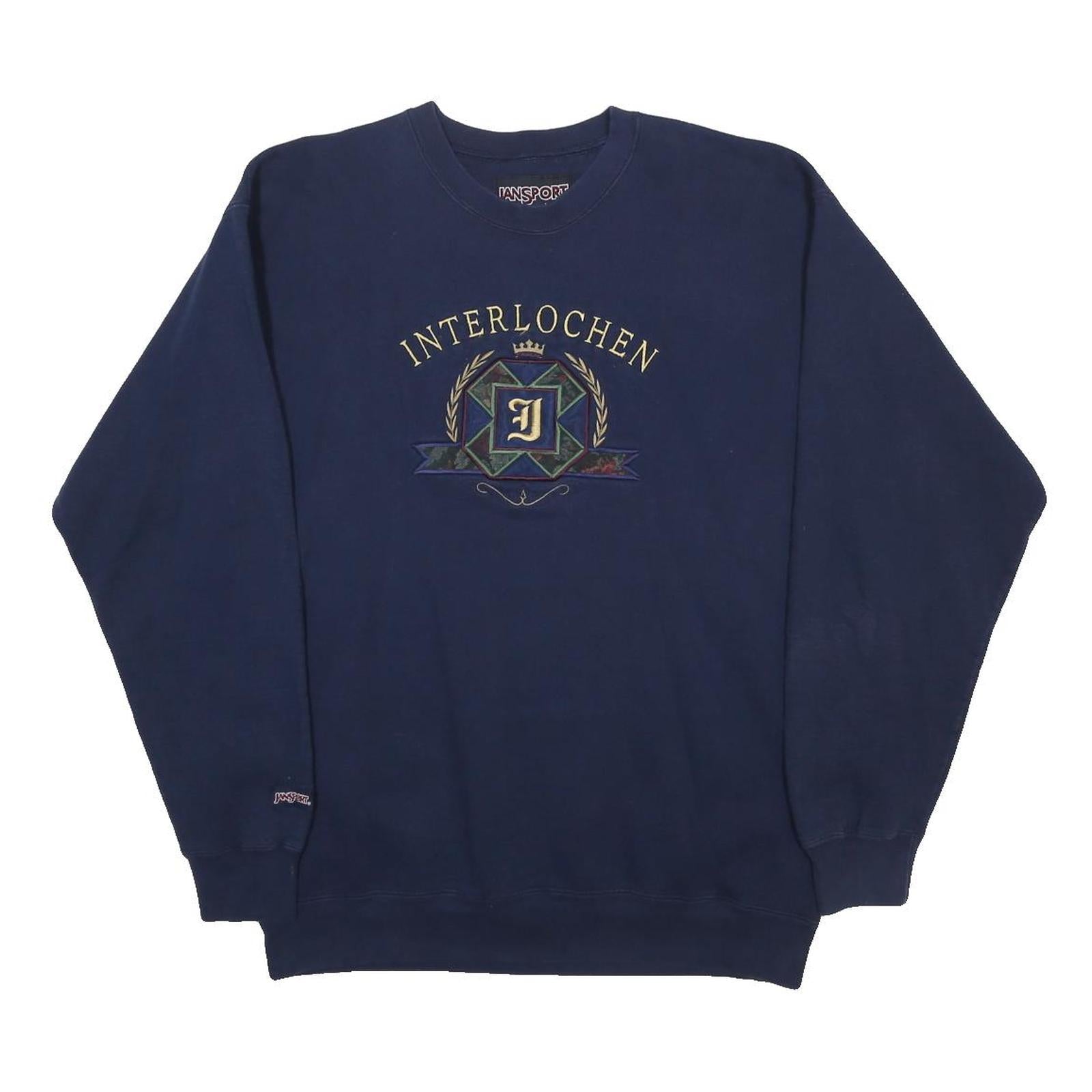 JANSPORT Mens Navy Blue Interlochen Crew Neck L Sweatshirt Cotton Blend