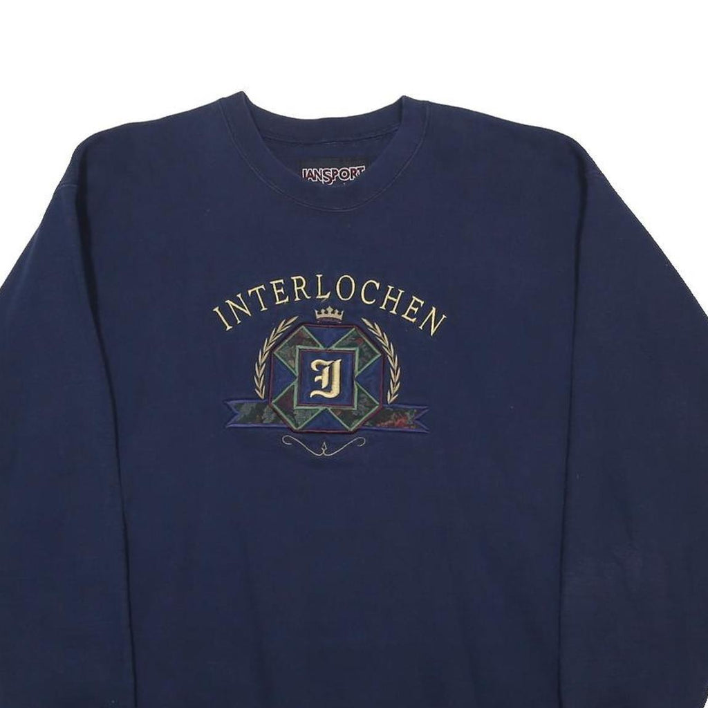 JANSPORT Mens Navy Blue Interlochen Crew Neck L Sweatshirt Cotton Blend