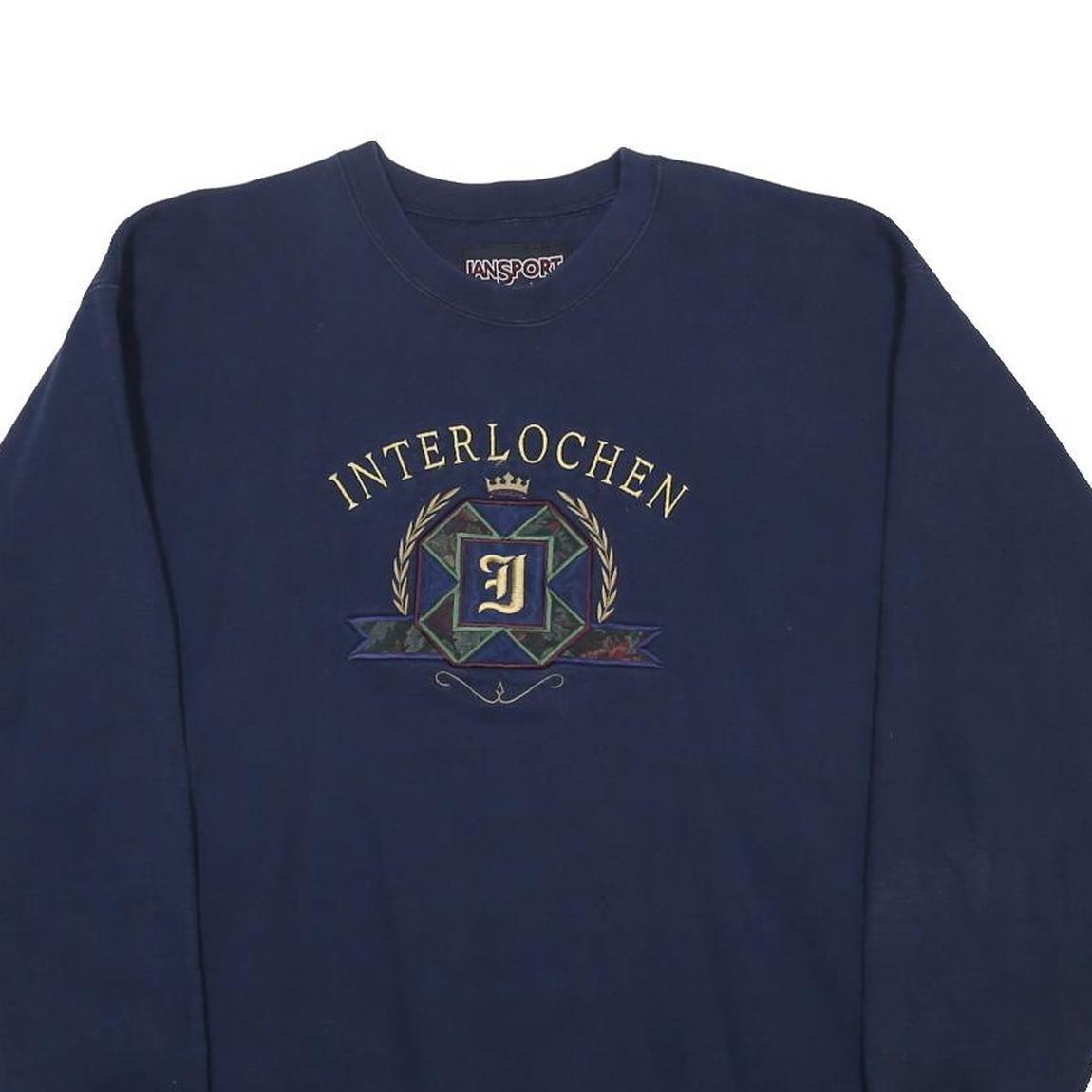 JANSPORT Mens Navy Blue Interlochen Crew Neck L Sweatshirt Cotton Blend