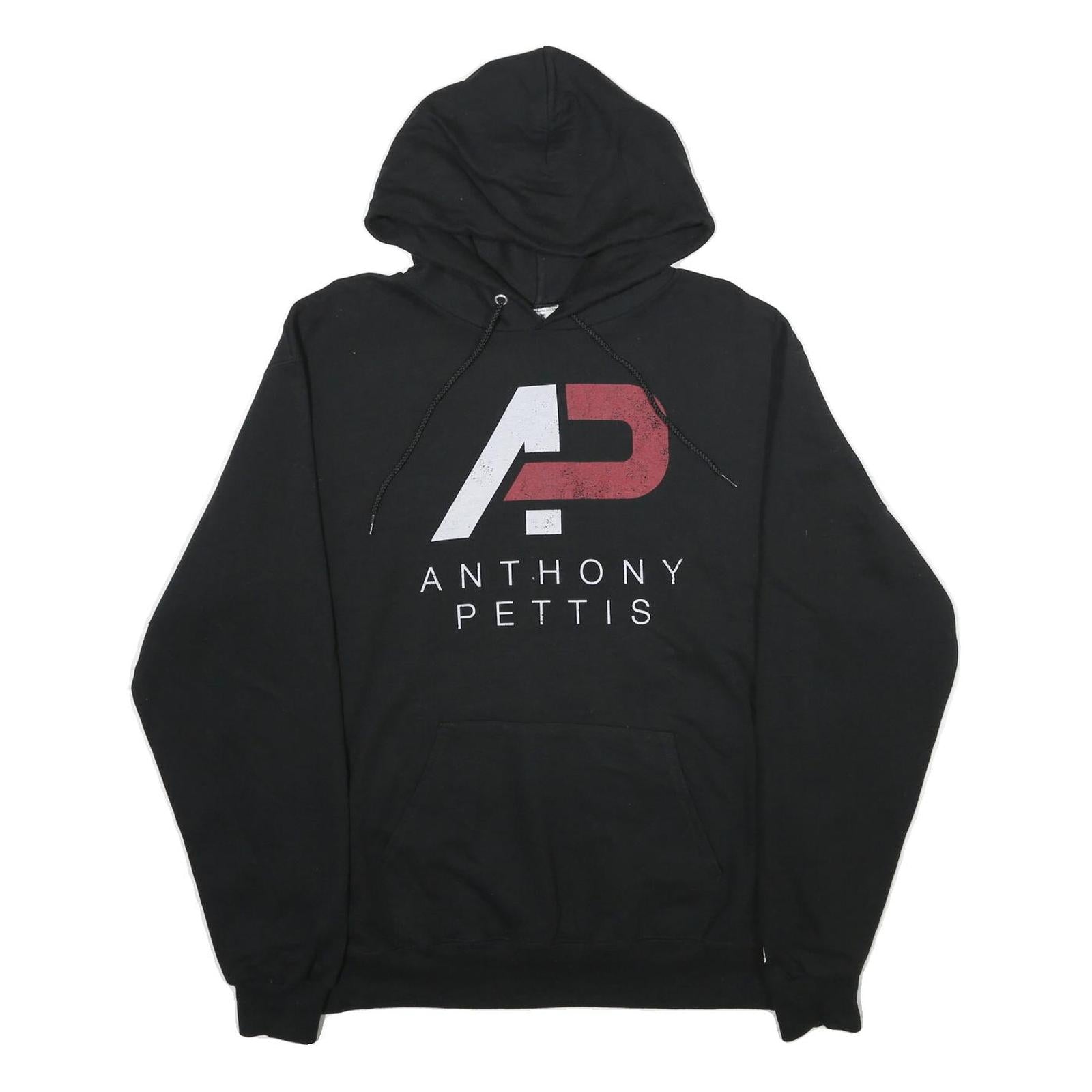 CHAMPION Mens Black Anthony Pettis Pullover Hoodie L Cotton Blend Casual