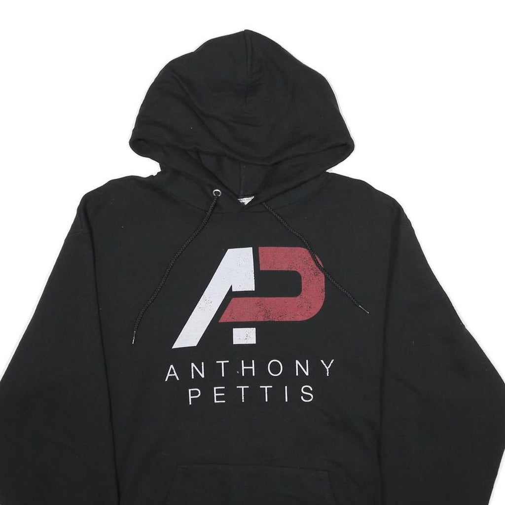 CHAMPION Mens Black Anthony Pettis Pullover Hoodie L Cotton Blend Casual