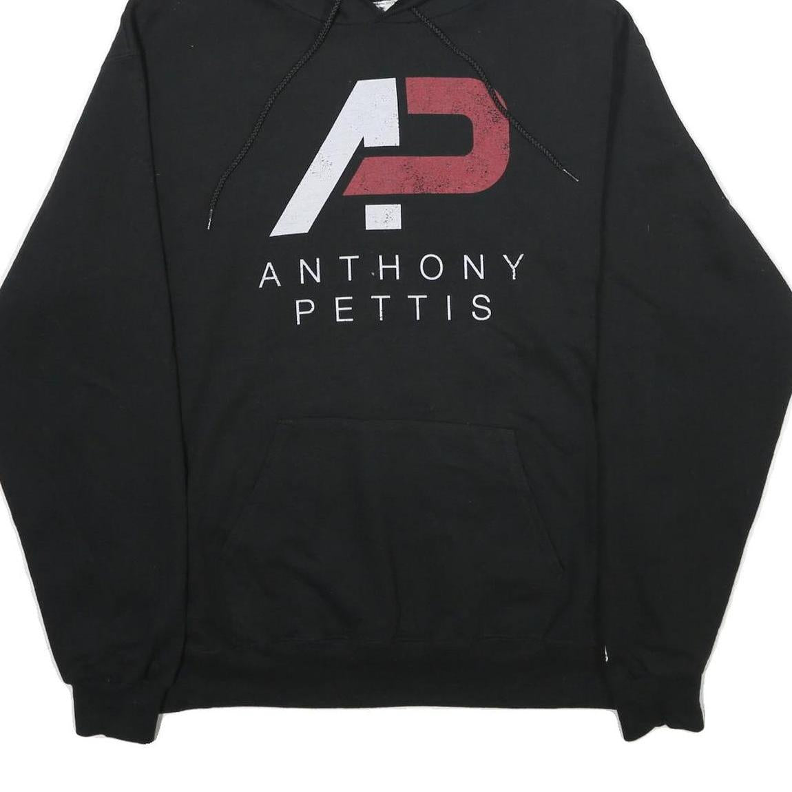 CHAMPION Mens Black Anthony Pettis Pullover Hoodie L Cotton Blend Casual