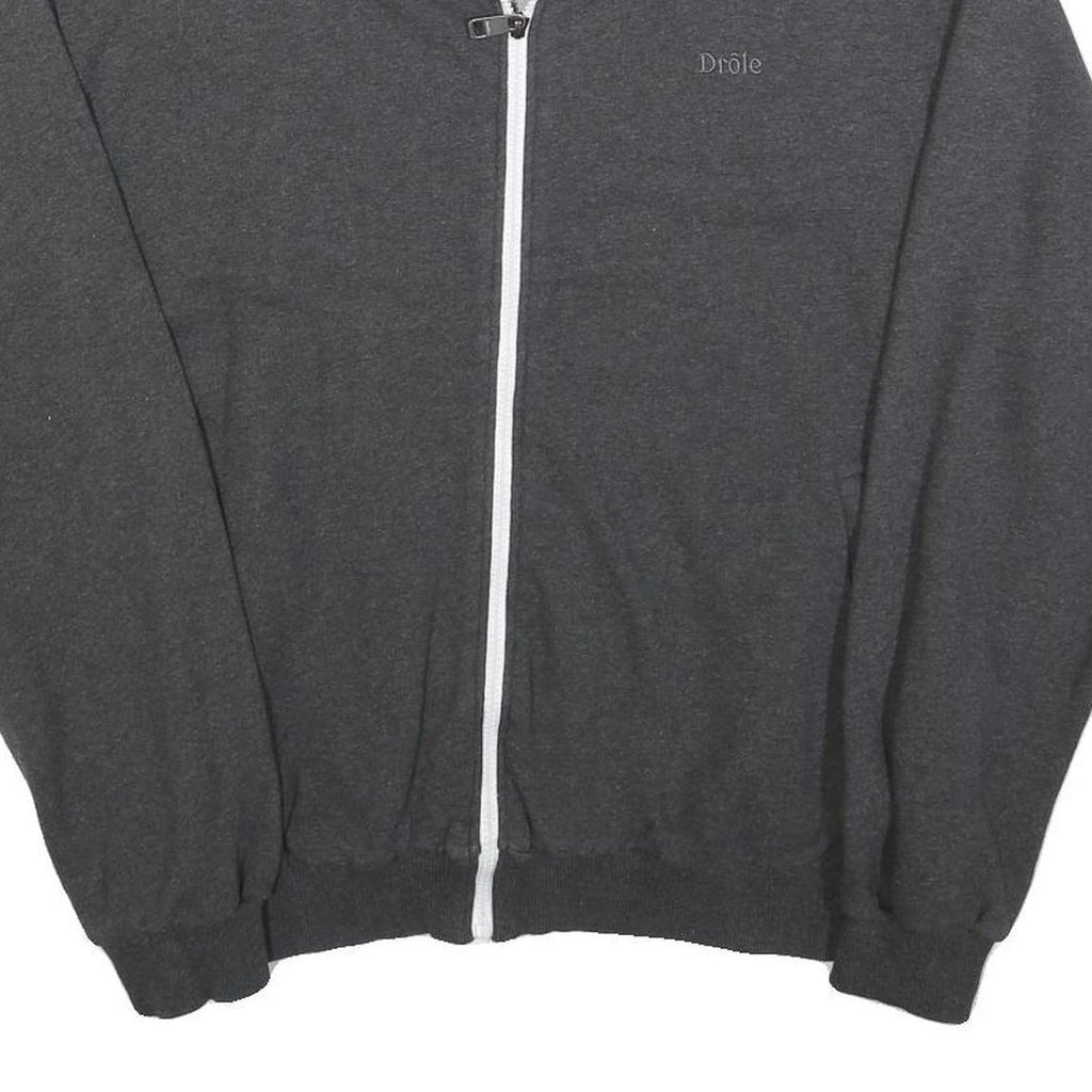 DROLE Mens Charcoal Zip Up Jacket L Cotton Blend Plain Casual Zip Fastening