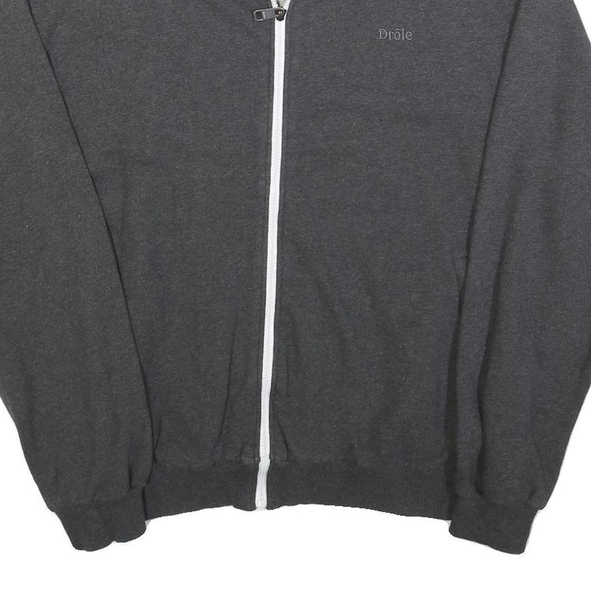 DROLE Mens Charcoal Zip Up Jacket L Cotton Blend Plain Casual Zip Fastening