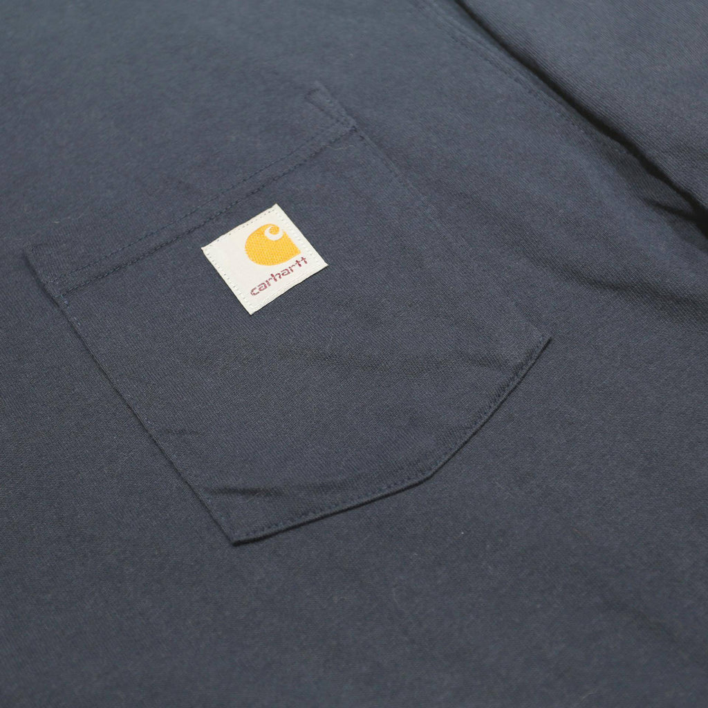 CARHARTT Mens Blue Long Sleeve Henley Neck T-Shirt Pocket Logo L