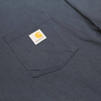 CARHARTT Mens Blue Long Sleeve Henley Neck T-Shirt Pocket Logo L