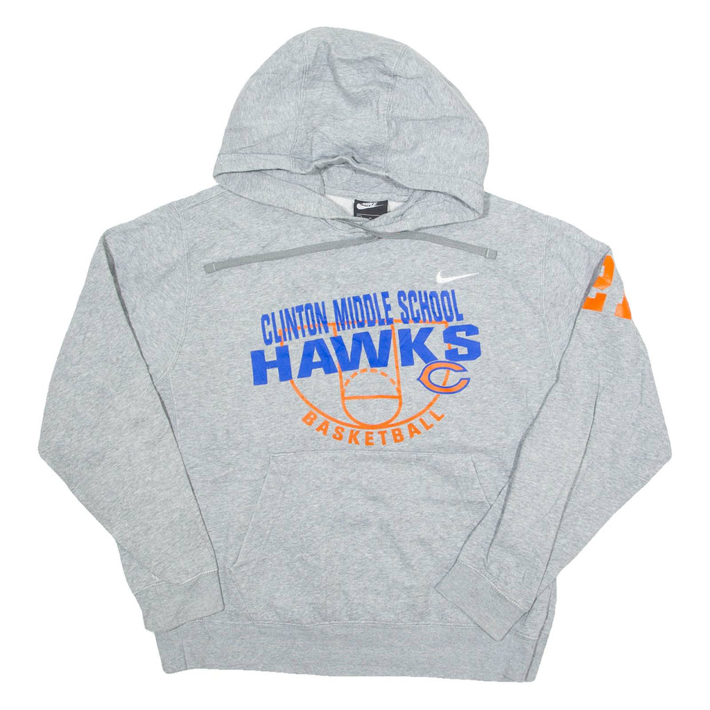 NIKE Clinton Middle School Hawks Basketball Womens Grey Hoodie USA M