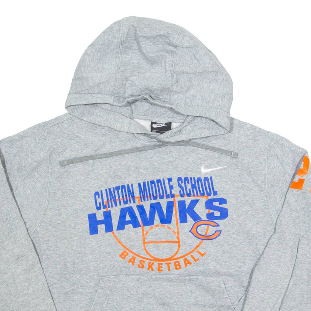 NIKE Clinton Middle School Hawks Basketball Womens Grey Hoodie USA M