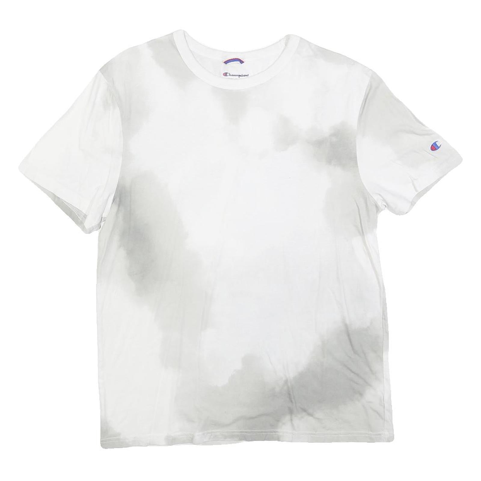 CHAMPION Mens White & Grey Tie Dye T-Shirt M Short Sleeve Crew Neck Cotton Blend