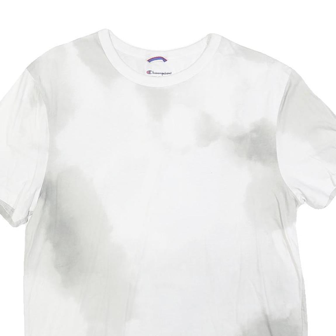 CHAMPION Mens White & Grey Tie Dye T-Shirt M Short Sleeve Crew Neck Cotton Blend