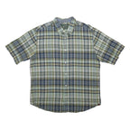WOOLRICH Mens Blue Green Plaid Short Sleeve Cotton Shirt L Casual Summer