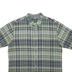 WOOLRICH Mens Blue Green Plaid Short Sleeve Cotton Shirt L Casual Summer